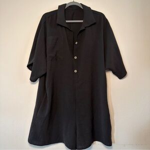 YOZY Black Button-Up Oversized Short Romper